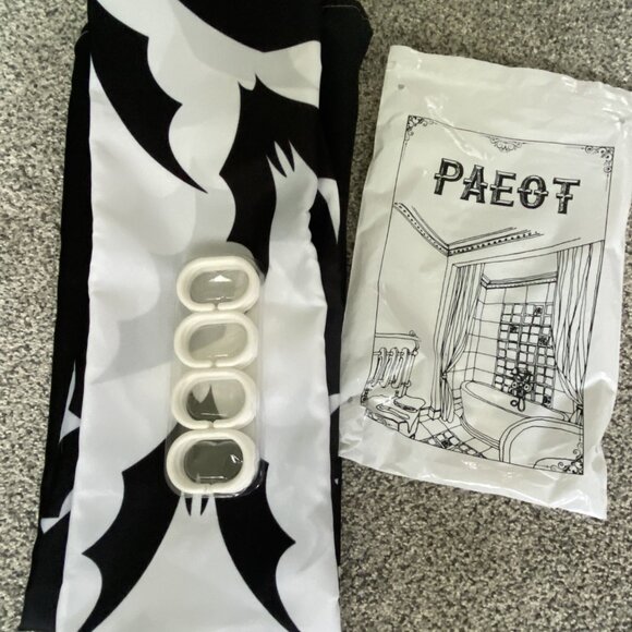 New! Halloween Bat Shower Curtain with Hooks - Spooky Backdrop! - Picture 3 of 7